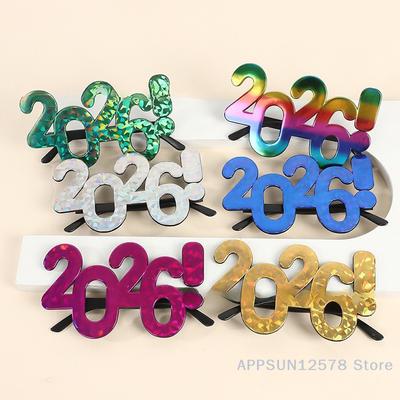 2026 Number Eyeglasses Happy New Year Glasses Diamond Glitter Sunglasses Cosplay Prop Xmas Party Decoration Funny Glasses