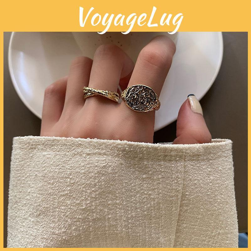 Vintage Inspired Geometric Open Adjustable Ring With Textured Meteorite Surface For Elegant Fashion