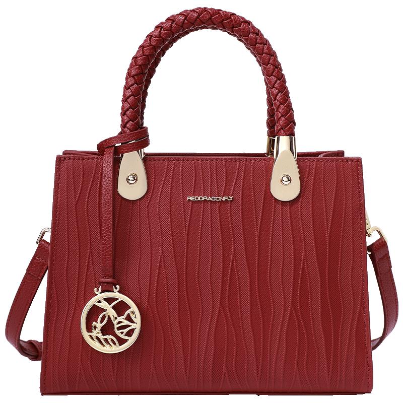 Red Dragonfly Women s Leather Shoulder Handbag