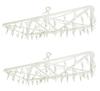 52-Pinch Large Capacity Folding Corner Hangers (Set of 2) White, Space-Saving Design with Kamoi Hooks, Suitable for Indoor and Outdoor Use