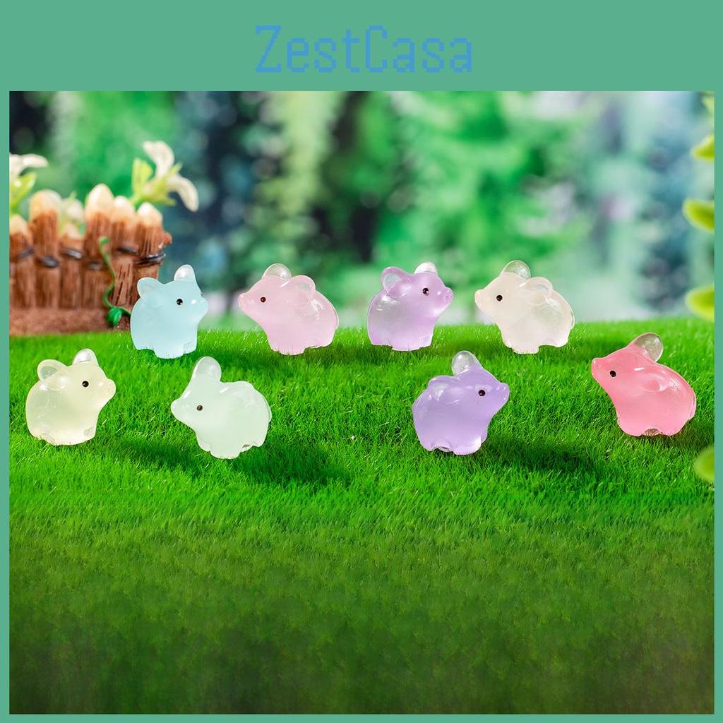 Glow In The Dark Mini Pig Resin Figurine For Diy Moss Garden And Crafting