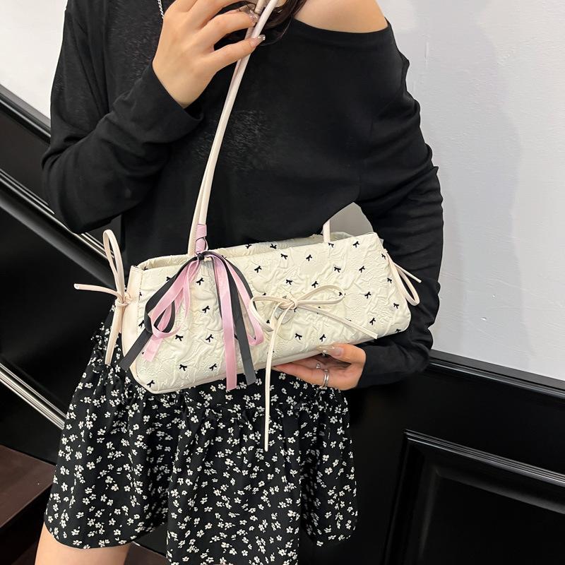 Sweet Bowknot Women's Clutch Purse Handbags Cute Polka Dot Ladies Underarm Bag Ctrasting Color Casual Female Shoulder Bags