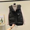 Down Cotton Vest Women's Outer Wear Thick Waistcoat Jacket Loose Zipper Hooded Vest
