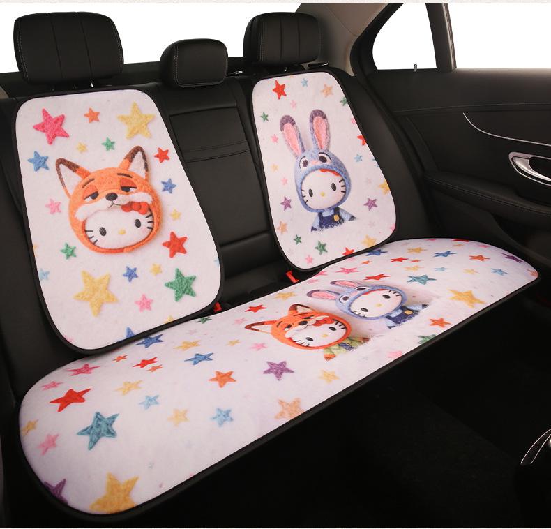 Cartoon Kitten Car Seat Cushion for All Seasons - Fits Volkswagen ID3, Lavida, Sagitar, Tiguan L, Tayron