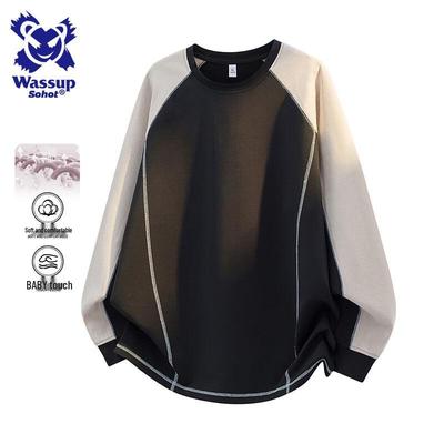 Wassup Sohot Men's Color-Block Crewneck Sweatshirt