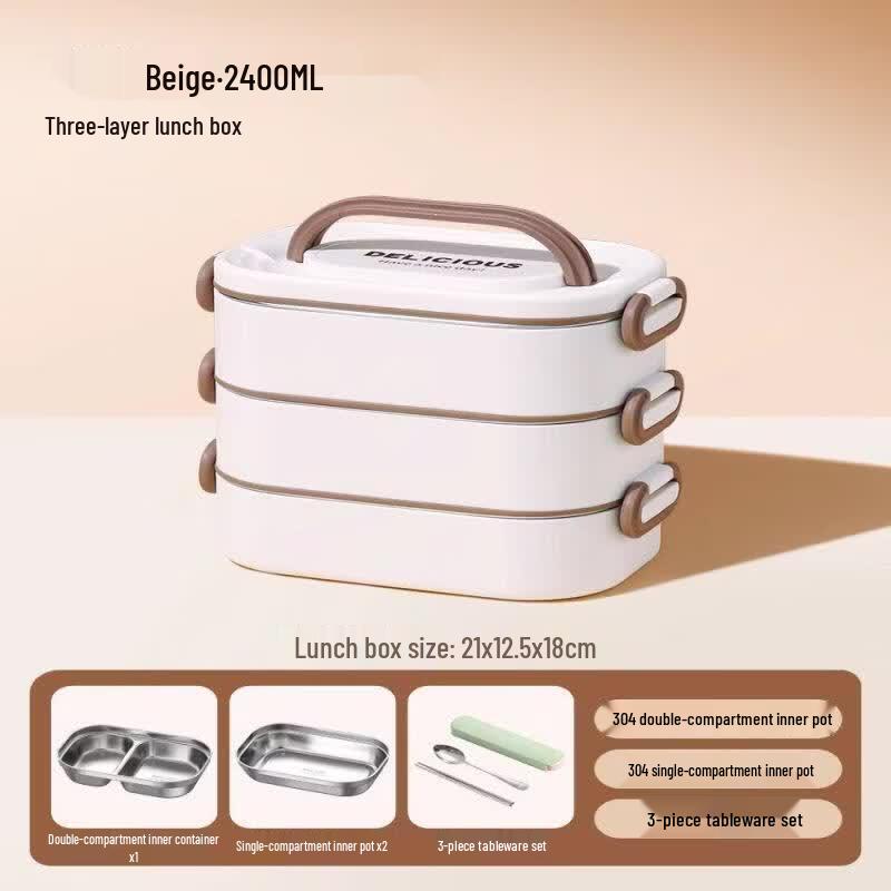 3-Layer Stainless Steel Microwaveable Bento Box