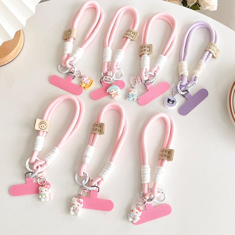 Mobile Phone Lanyard Girl Heart Cartoon Cute Kt Cat Jewelry Portable Rope Woven Rope Short Pendant Female