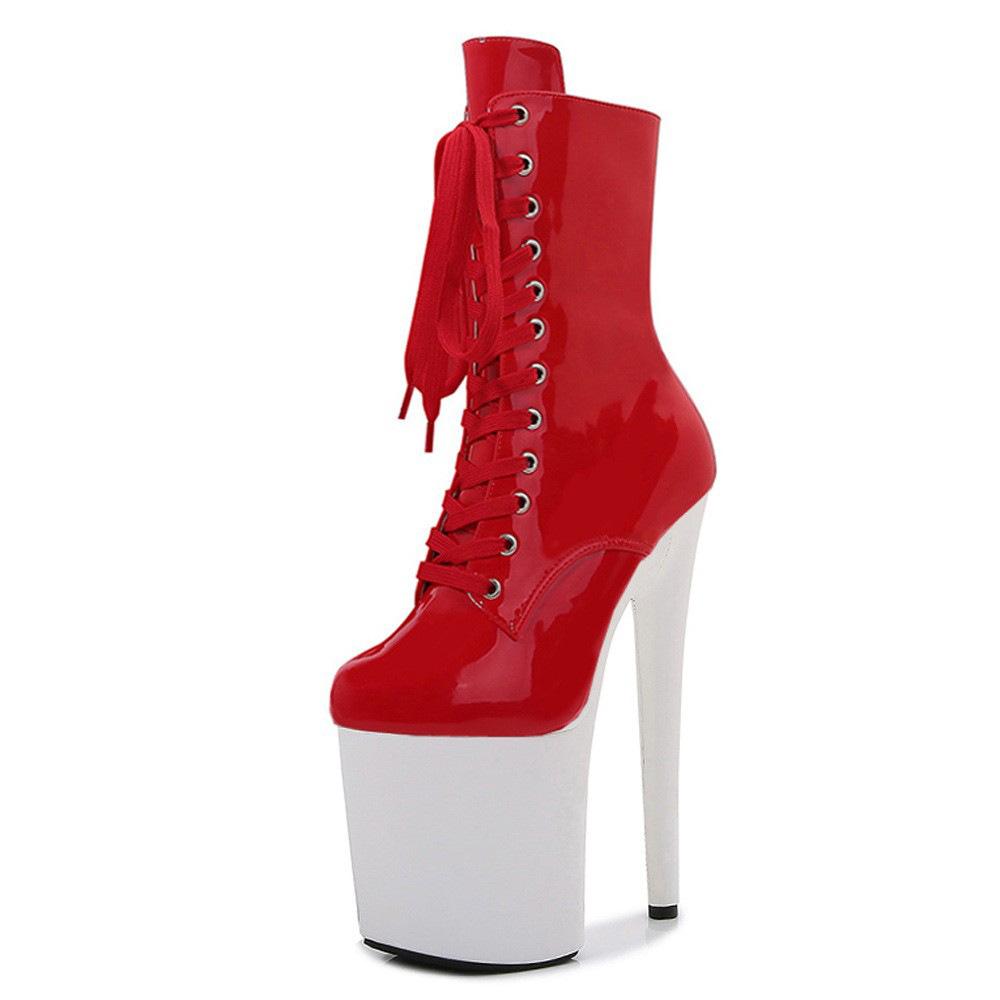 Shoes Women's Patent Leather Short Boots - 20cm Ultra High Heel with Platform, for Pole Dance, Runway, Nightclub - 26 Color Choose