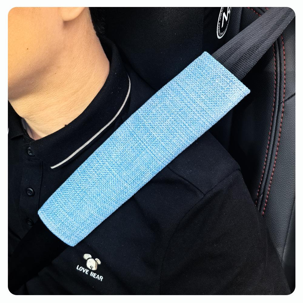 Linen Car Seat Belt Shoulder Cover - Comfortable, Anti-Chafing Protector