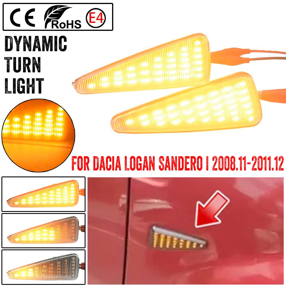 LED Side Marker Light 1pair for Sandero I 2008.11-2011.12 Dynamic LED Side Marker Light Turn Signal Blinker LampTurn Signal 2