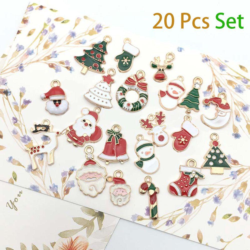Enamel Alloy Fashion Jewelry Bracelet Pendant DIY Craft Christmas Charms Set Xmas Tree Hanging