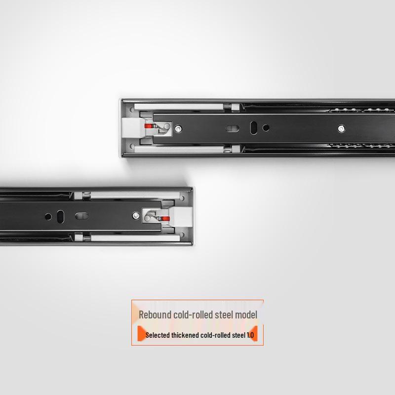 Stainless Steel Three-Section Drawer Slide with Anti-Rebound Buffer for Wardrobes and Cabinets