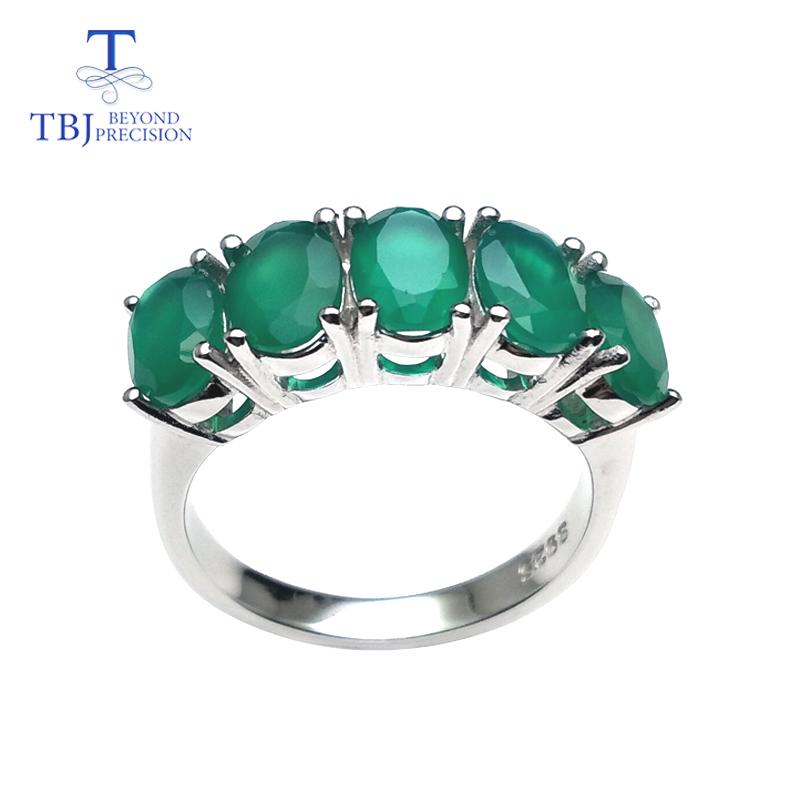 Bolaijewelry Schmuckset mit natürlichem grünem Achat, Ring und Ohrringen, 925er Sterlingsilber, edler Schmuck aus natürlichem Edelstein für Frauen und Mütter, schönes Geschenk