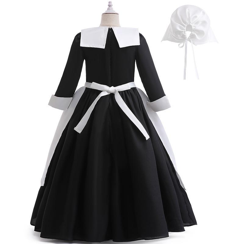 Dívčí šaty Wednesday z Addamsovy rodiny Třídílný set dlouhých šatů