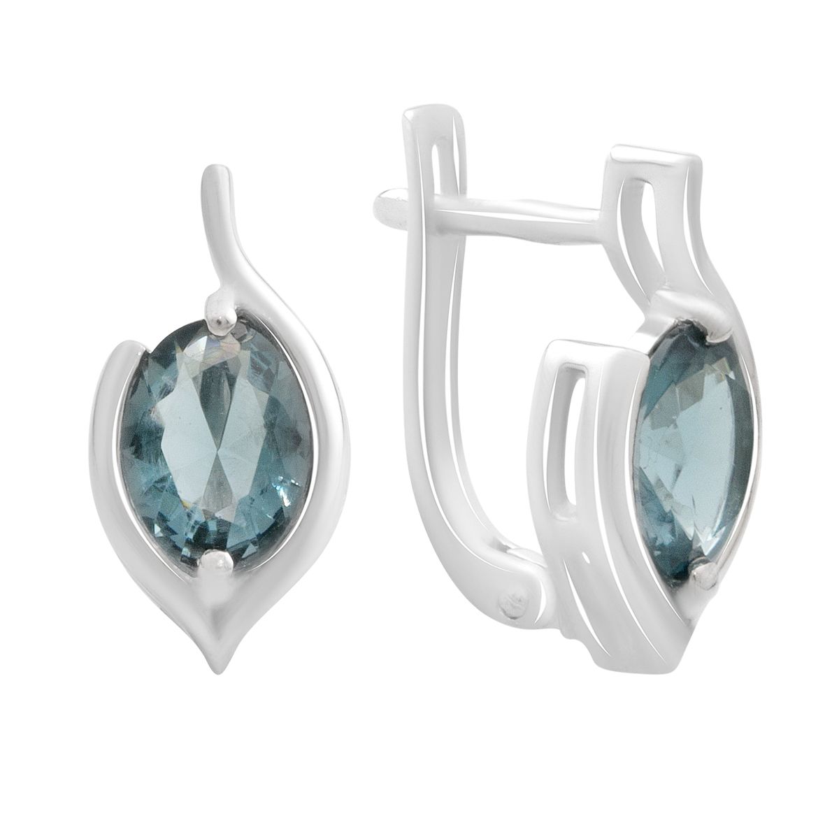 

Silver earrings with London Blue topaz 1.65ct (2188681) синій