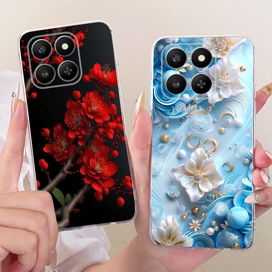 For Honor 400 Smart 5G Case LGN-NX1 Luxury Flowers Butterfly Painted Cover Silicone Case For Honor X7d X 7d HonorX7d Soft Fundas