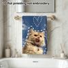 Fluffy Cat Print Soft Bath Towel, Sky Background Absorbent Quick Dry Towel