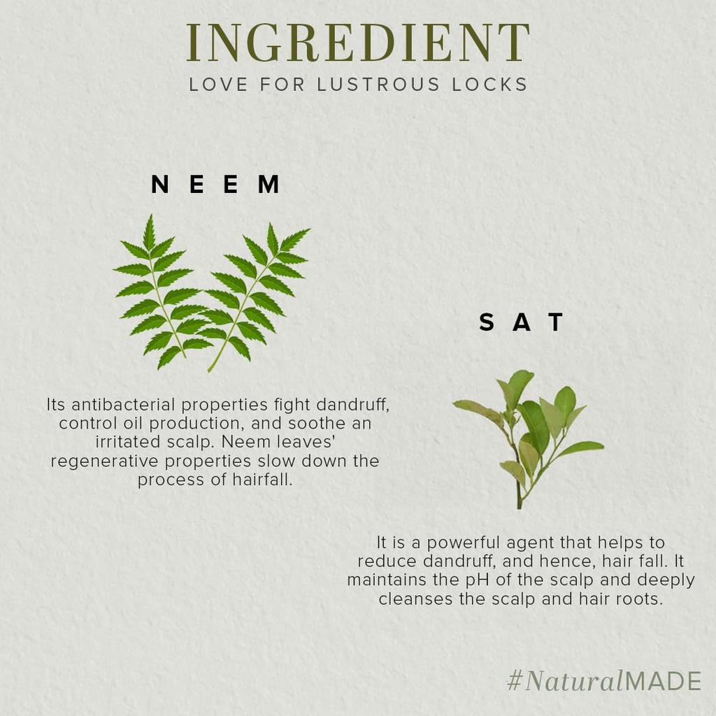 Khadi Natural Neem Sat Hair Shampoo for Thick Strong Hair Pack of 2 X 210 ml Natural Hair Cleanser