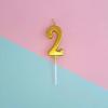 1pc Birthday Candle Golden Number Candle Smokeless Birthday Cake Party Baking Dessert Candle Plug-in Set