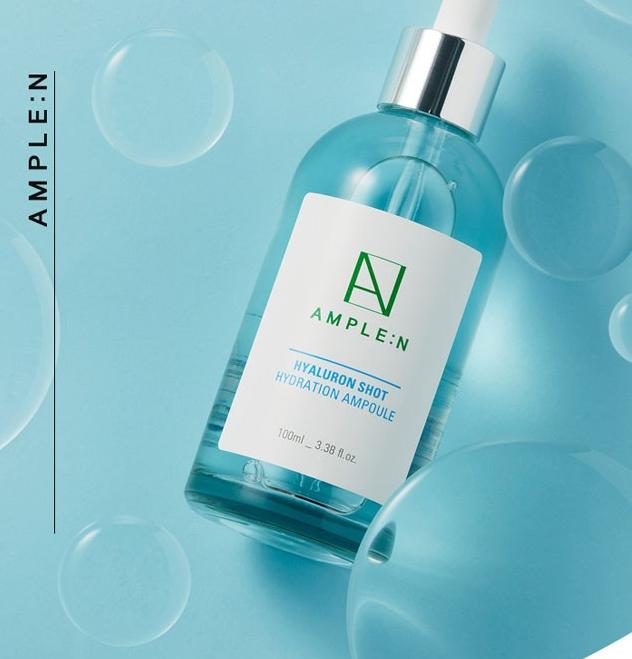 AMPLE:N Hyaluron Shot Ampoule – 100ml / 30ml | 6-Layer Hydration | Moisture-Boosting Serum