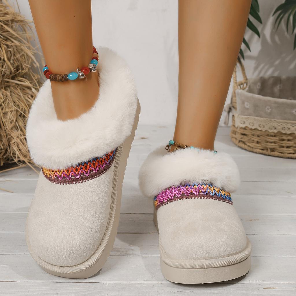 New Thick Soled Snow Boots for Winter, with Increased Height and Plush Insulation. Half Dragged Cotton Shoes with Thickened Plush Slippers