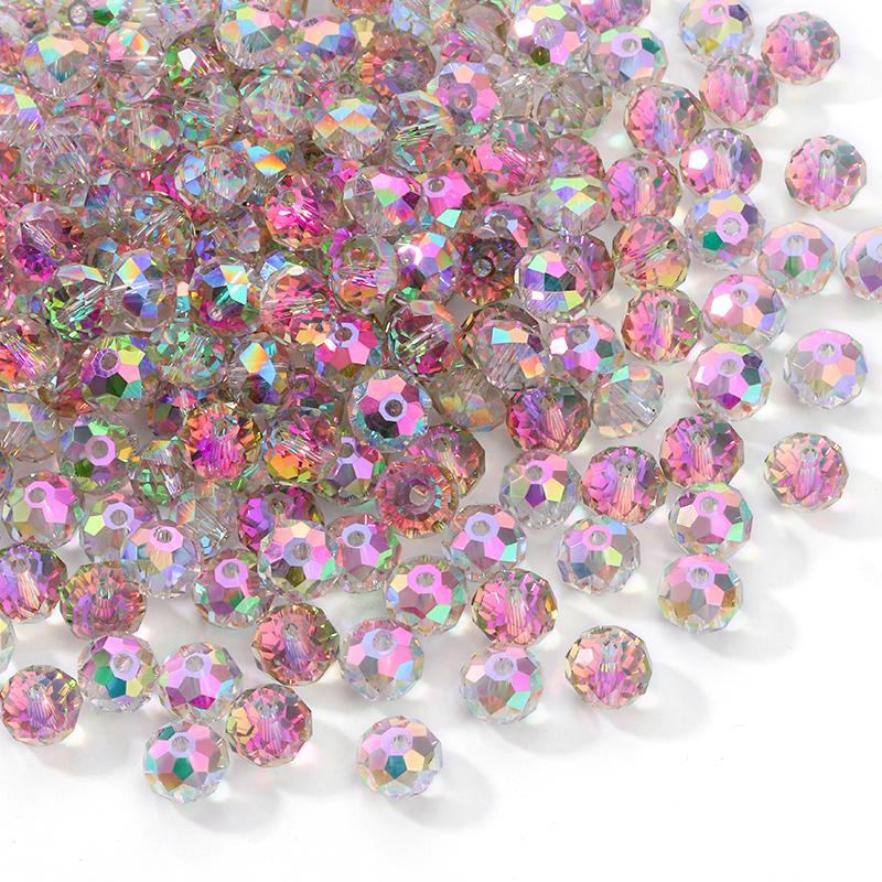 84pcs Czech Faceted Rondelle Beads 8mm AAA Crystal Glass Loose Spacer Beads for DIY Jewelry Bracelet Craft Making Supplies