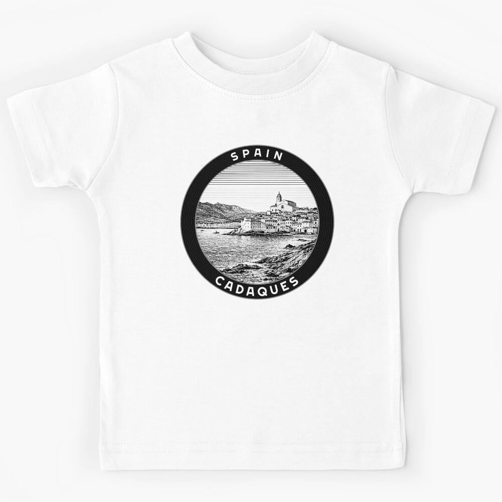 Cadaques Spain Linocut Style  Kids T-Shirt 130
