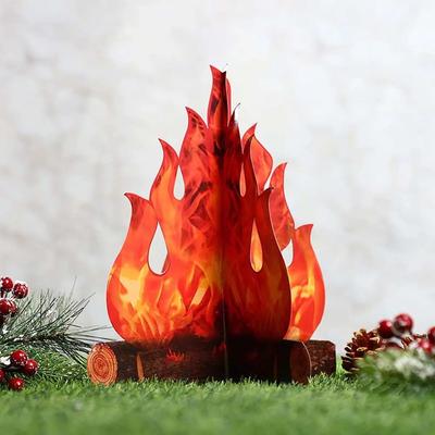 פסטיבל לפיד קמפינג חג המולד מזויף קישוט ליל כל הקדושים מדורה מלאכותית מדורה מקרטון כרטיס מדורה מקרטון להבה מקרטון