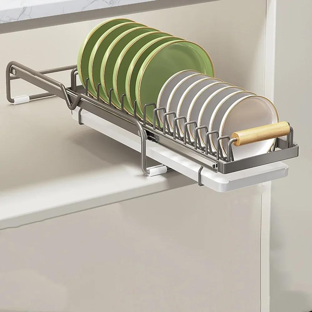 Single Tier Dish Drying Rack Metal Anti-Slip Under Sink Rack Multifunctional Wear Resistant Pull Out Drawer