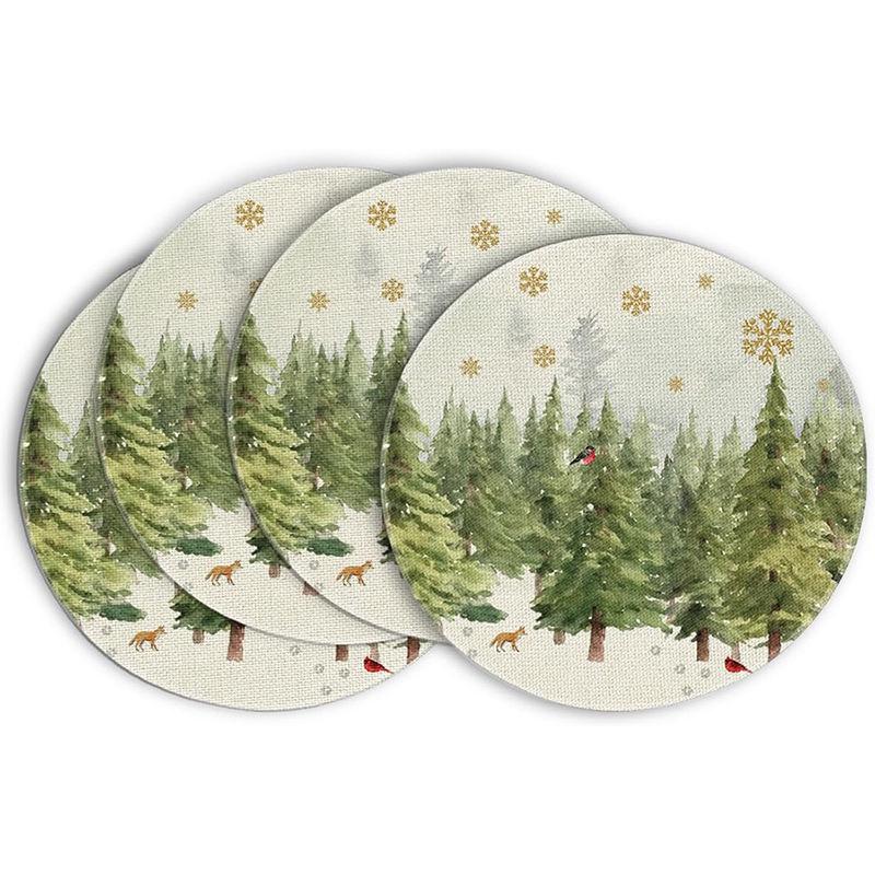 Festive Style Christmas Round Placemats - 4-Piece Set for Holiday Table Decor