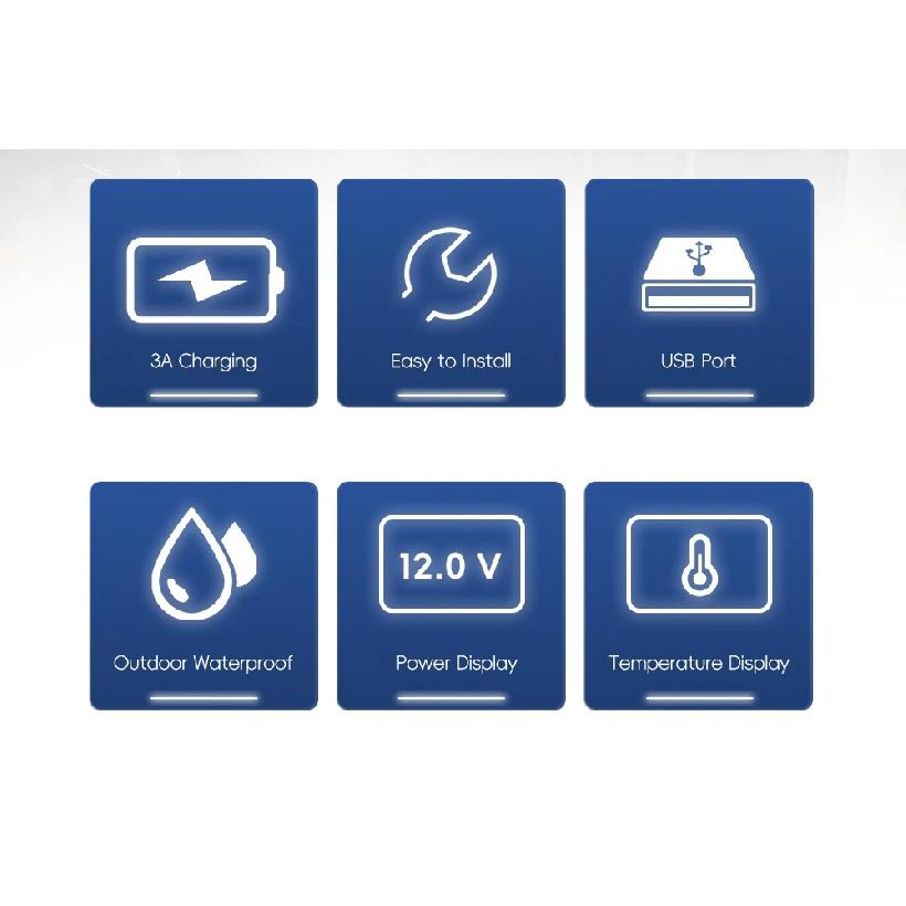 3in1 Mini Water Temperature Gauge Voltmeter Motor Phone USB Charger Emergency Charging LCD Digital Display Universal For KTM