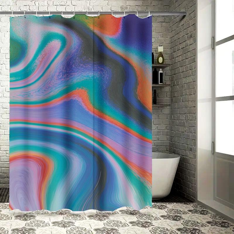 

Vibrant Colorful Bathtub Shower Curtain Waterproof Fabric Decorative Modern Abstract Design Blue Green Pink Orange Black White M 90x180cm