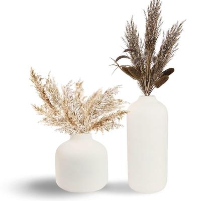 Latest Ceramic 'White Cylindrical Vase' 5 & 9 Inch | Decorative Round Vase for Dried Flowers and Pampas Grass | Vases for Home Decor