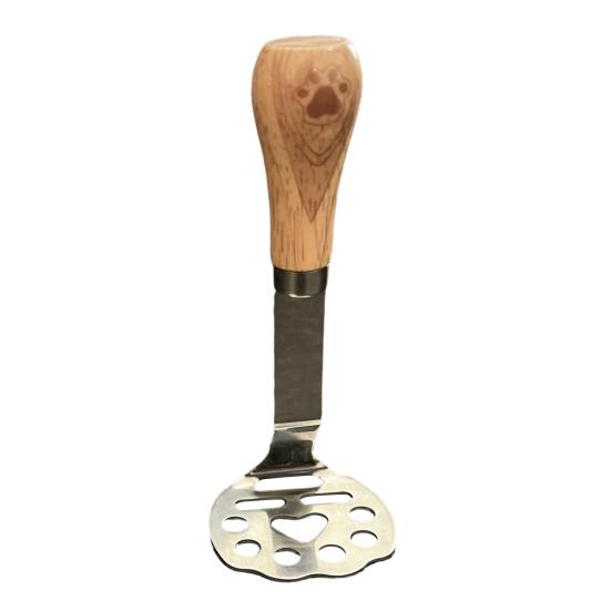 Stainless Steel Potato Masher Standable Manual Vegetable Crusher with Wood