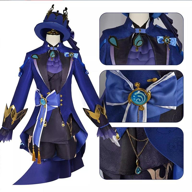The original god cos clothing fu Carlos Fontaine black and white Funina water god cosplay clothing animation elegant wind