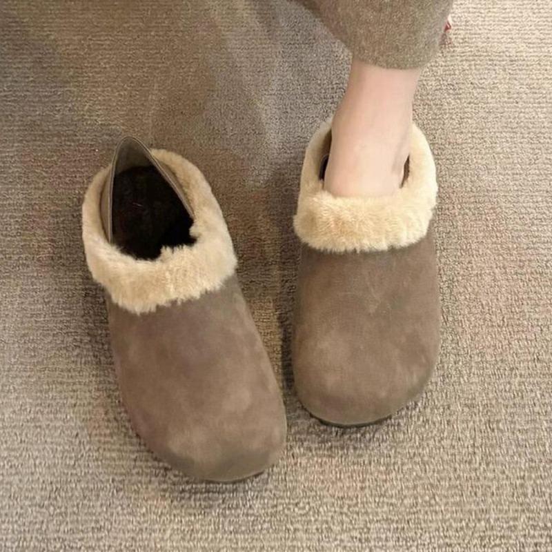 Women Wear Fleece Shoes, Versatile Cotton Shoes and Retro Flat Shoes