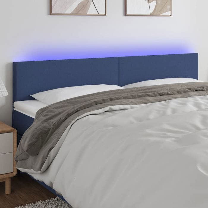 VidaXL Tête de Lit à LED Meuble de Chambre à Coucher Accessoire de Lit Double Tête de Cadre de Lit Intérieur Bleu 3121344