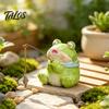 Cute Animal Tabletop Decorations Leisure Fishing Frog/Cat/Panda/Bear Statue Ornaments, Clear Mini Vases Miniature Desktop Ornaments Figurines