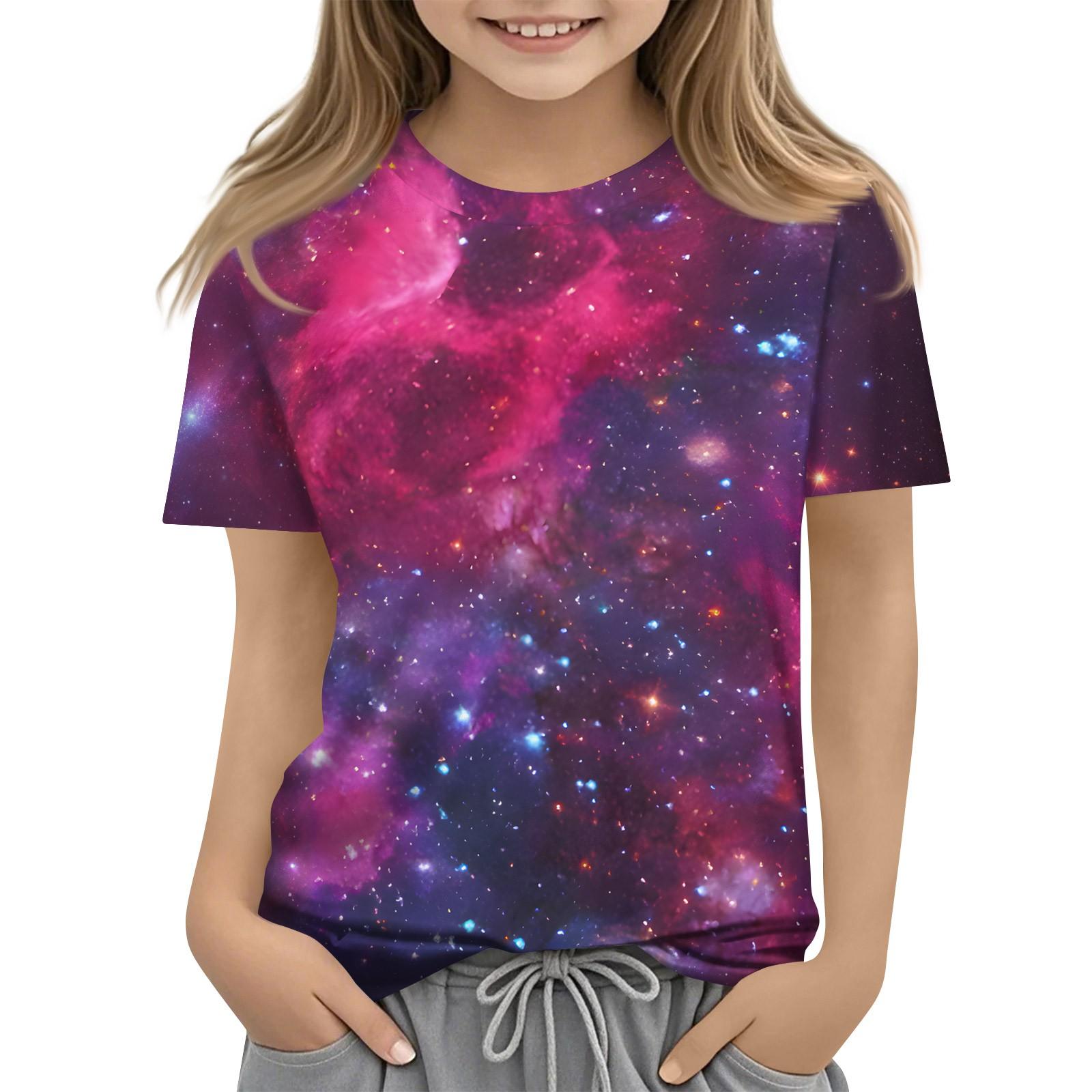 

Футболка для малышей, девочек и мальчиков, симпатичные футболки с принтом звездного неба, детские рубашки 1-15 лет 150