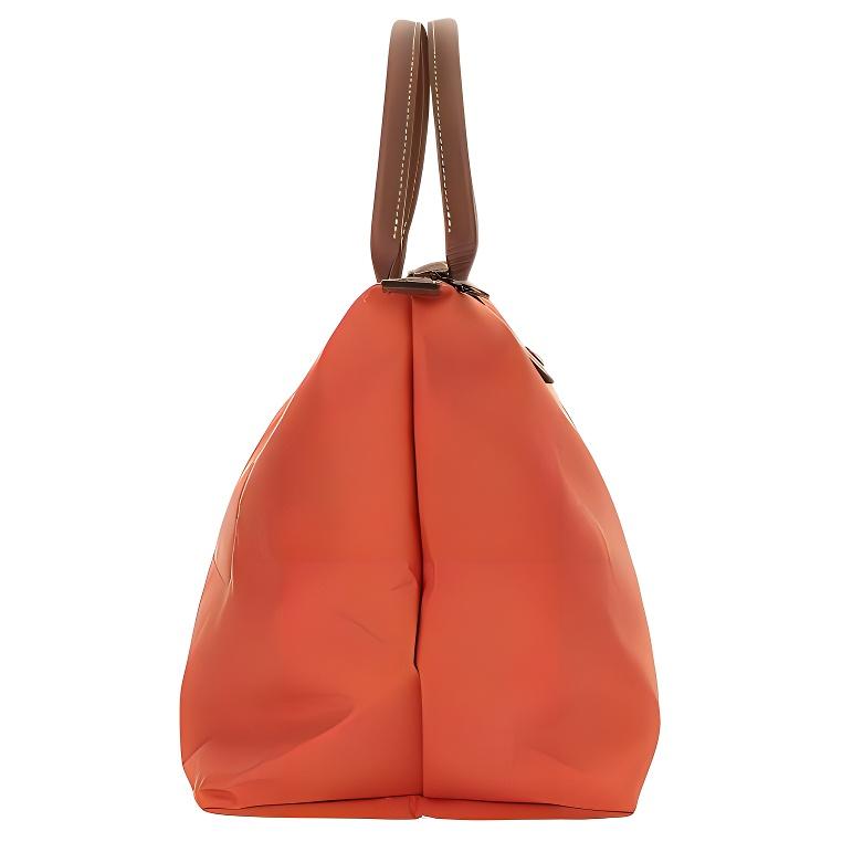 Longchamp Le Pliage Origina 30 Short Handle Snap Zipper Closure PU Canvas With Leather Trim Dumpling Tote Bag Medium Women tote bags Orange 1623089P85