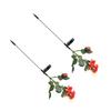 2pcs LED Solar Flower Lights Waterproof Artificial Rose Garden Lamp for Outdoor LandscapeRed