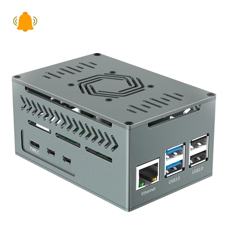 Aluminum Enclosure Box For RPI 5 Board Case With Quiet Efficient Fan and Heatsinks Enhances Performances
