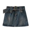 Denim Skirt Women Summer Retro High Waist Spliced Pattern For Casual Chic Look