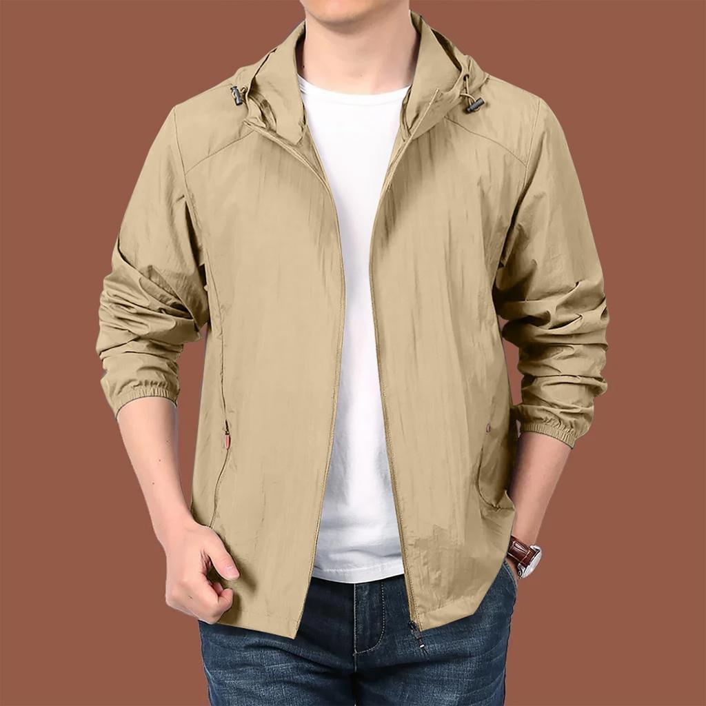Men's Loose Casual Outdoor Large-sized Hooded Windbreaker Long-sleeved Jacket