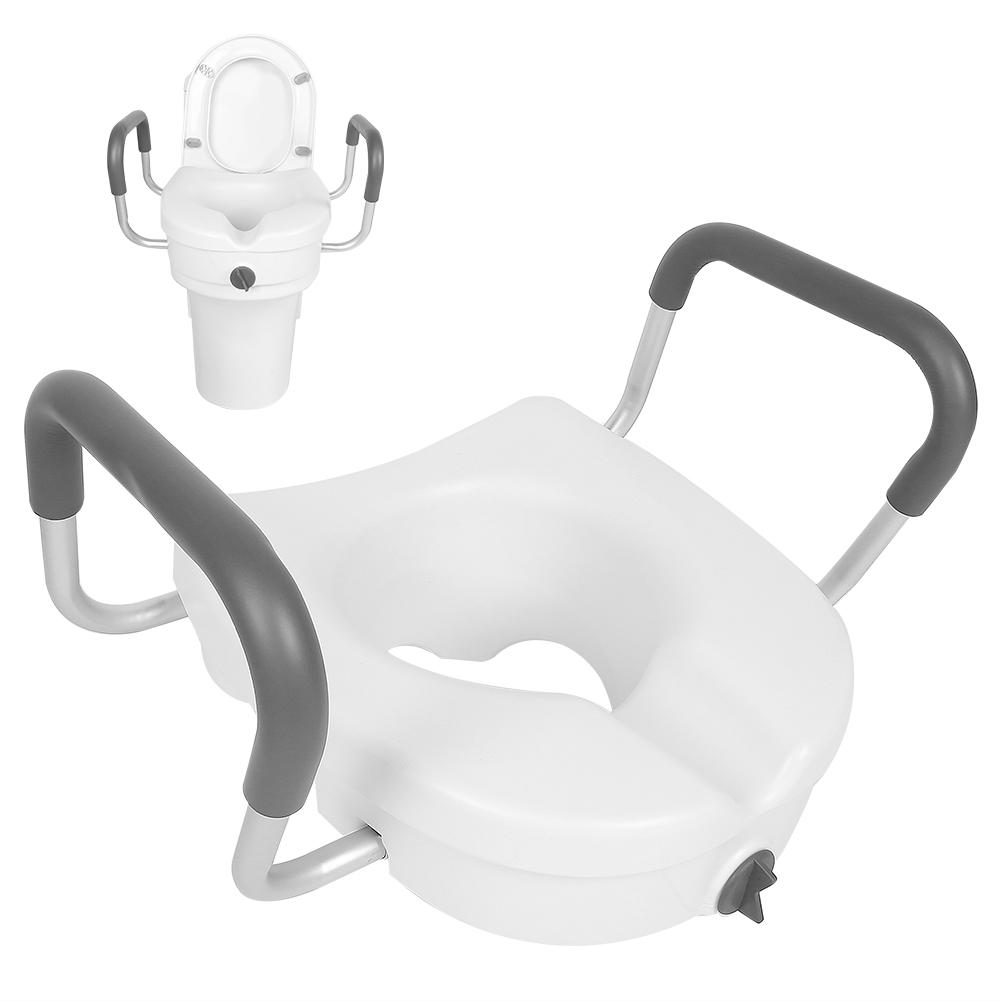 Elevated Raised Toilet Seat Adjustable Bathroom Pads Rise Height Seats with Safety Frame