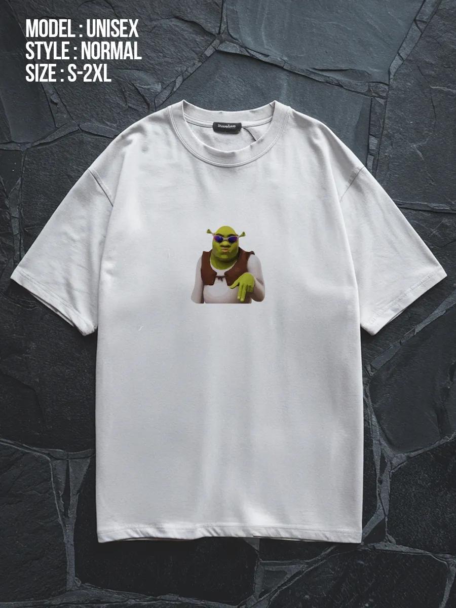 Oversized white T-shirt with Shrek print XL