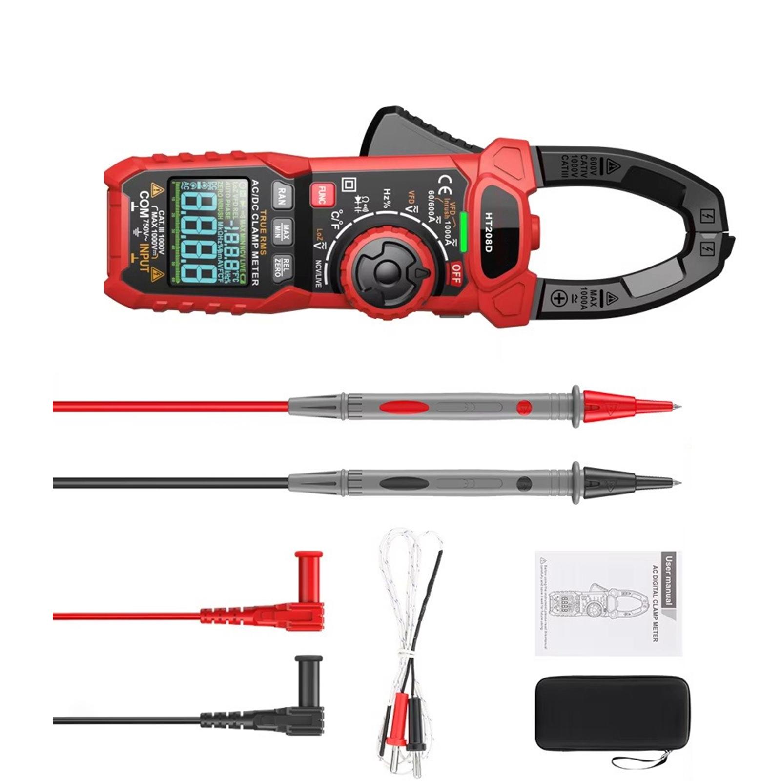 

1 Set HT208D Clamp Meter with Not Contact Voltages Detection and LED Flashlight for Home and Industrial Use with Probe 1
