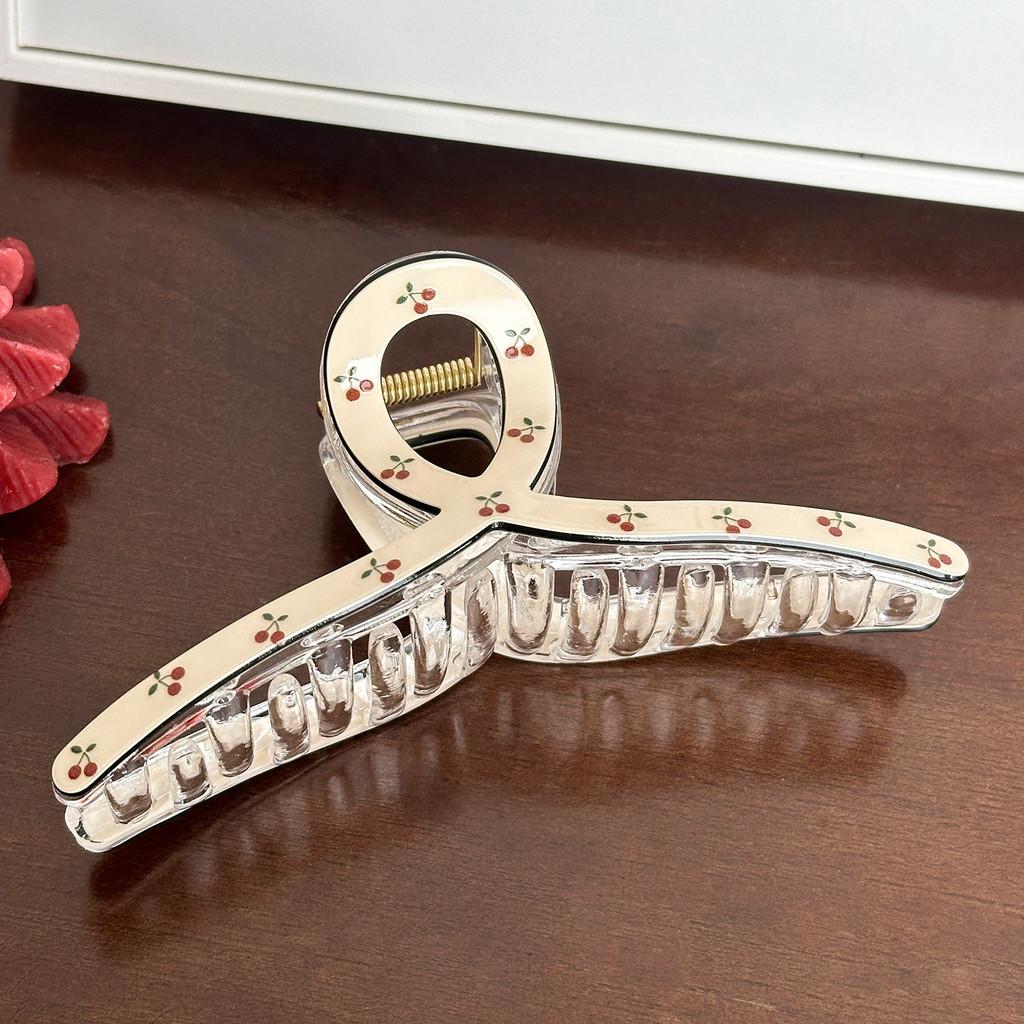 Trendy Hair Large Claw Clips Featuring Floral And Strawberry Prints For Women