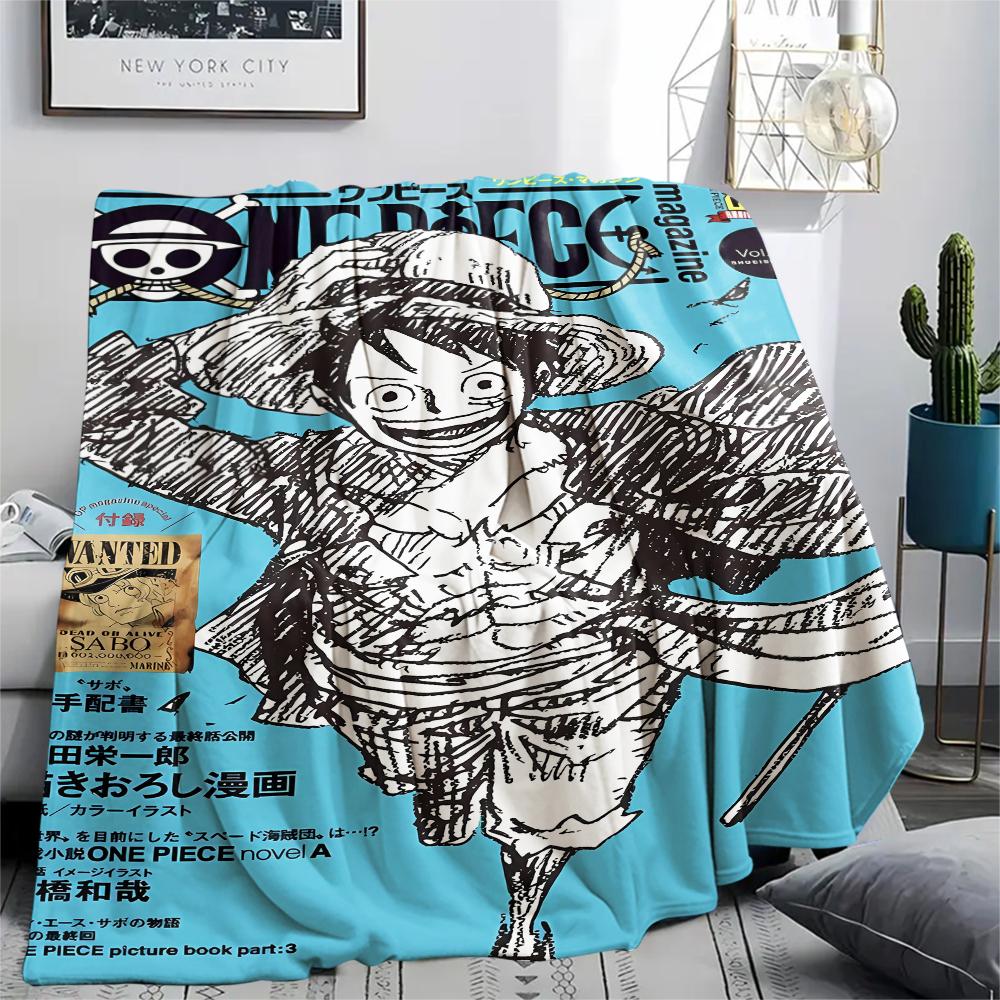 Flanelová deka s potiskem postaviček z One Piece, Vysoká kvalita, Pohodlná pro všechna roční období, Domácí dekorace, Teplo a pohodlí, Perfektní jako vánoční dárky