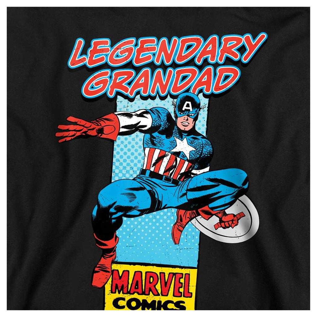 Marvel Comics Mens Legendary Grandad Captain America Corner Box T-Shirt